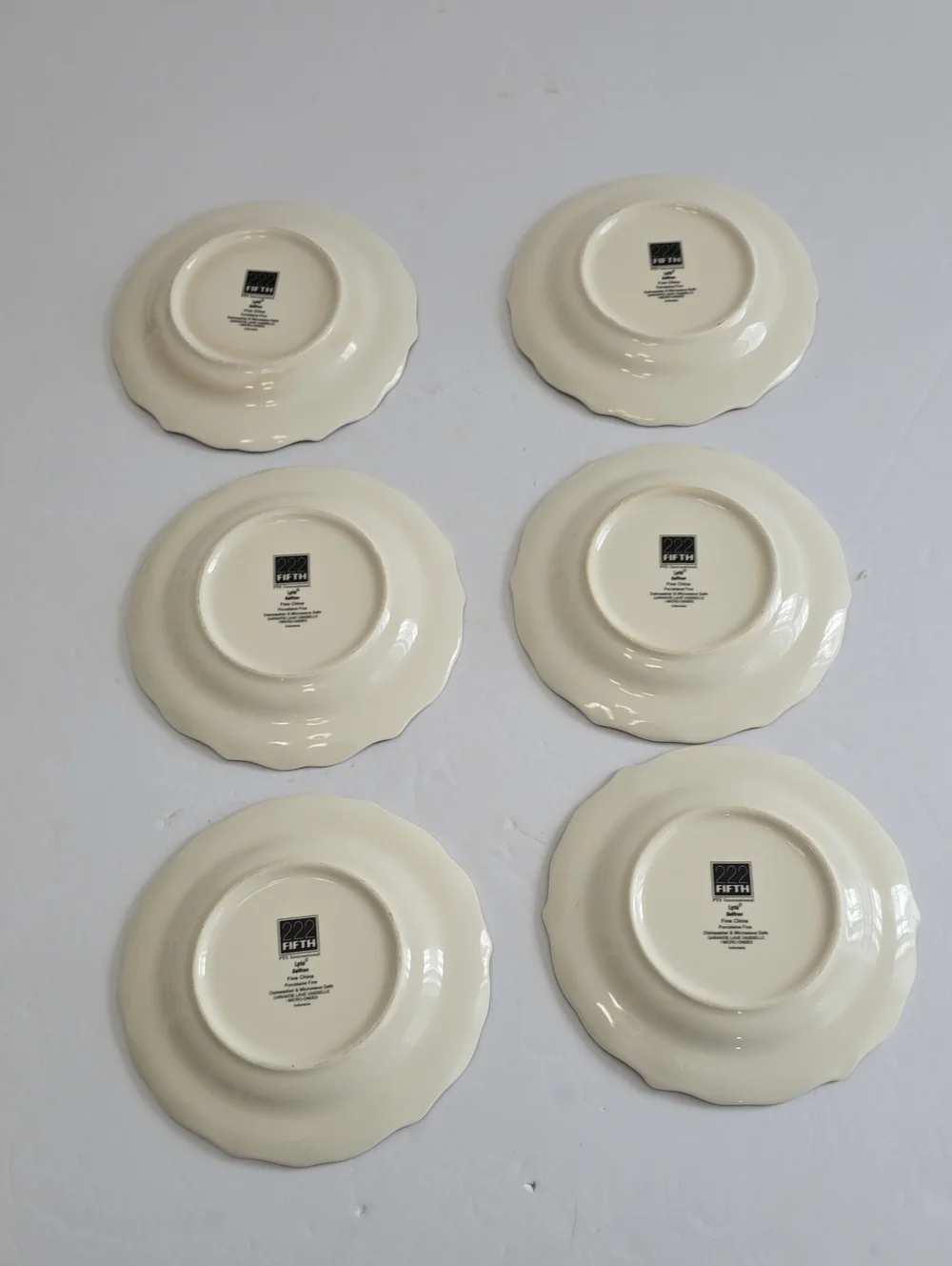 222 Fifth Set Of 6 Lyria Saffron Porcelain China Saucers